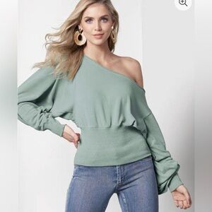 Brand New Puff Sleeve Cropped Sweatshirt, mint green